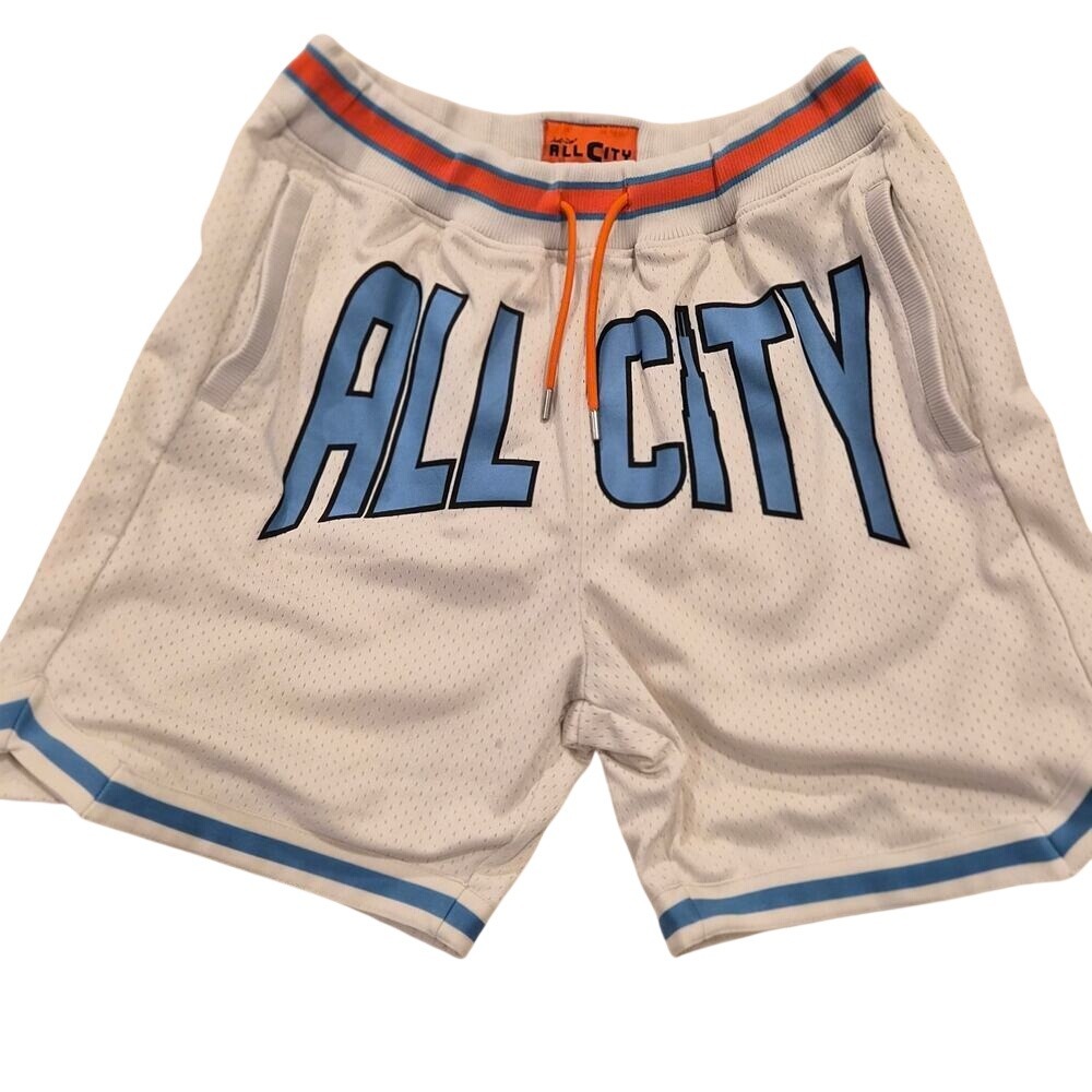 Just Don All City Mesh Basketball Shorts White Blue Orange Mens Large